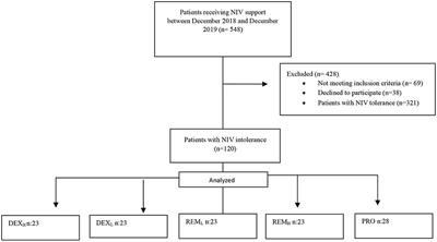 Comparison of clinical safety and efficacy of dexmedetomidine, remifentanil, and propofol in patients who cannot tolerate non-invasive mechanical ventilation: A prospective, randomized, cohort study